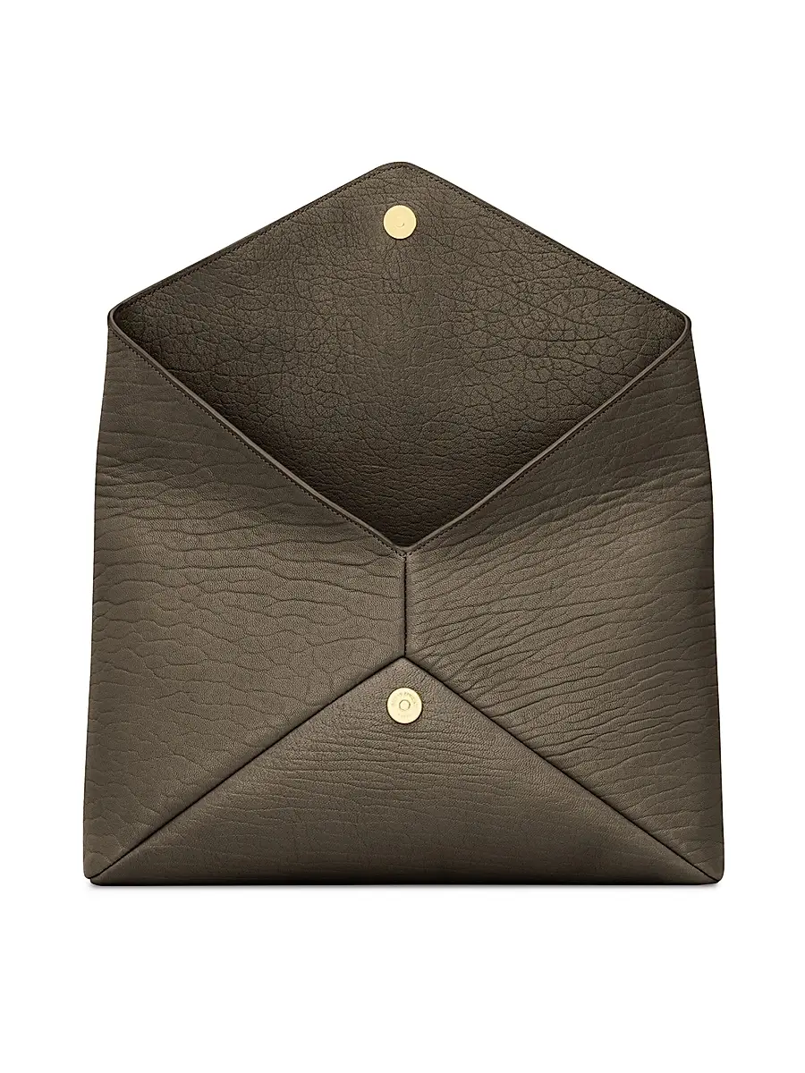 Saint Laurent Women's Cassandre Large Envelope Pouch In Lambskin - Light Musk | Thumbnail 3