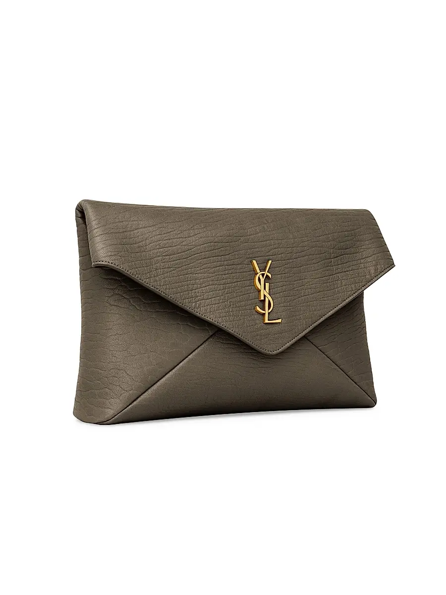 Saint Laurent Women's Cassandre Large Envelope Pouch In Lambskin - Light Musk | Thumbnail 4