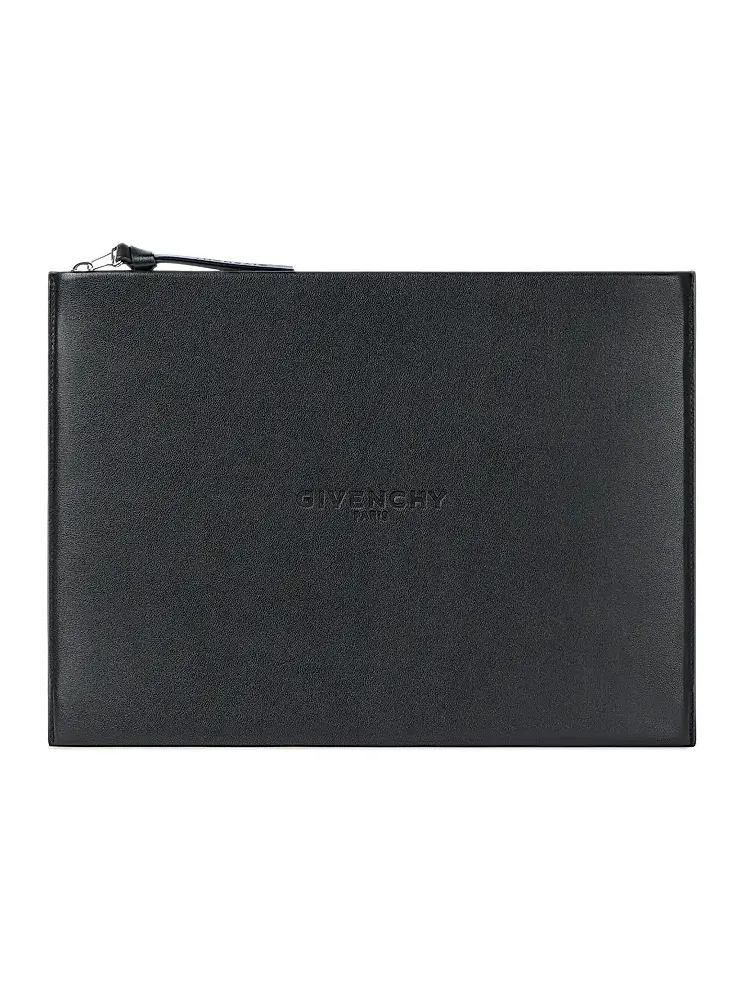 Men's Antigona Stamped Large Pouch in Leather - Black Men's Antigona Stamped Large Pouch in Leather - Black