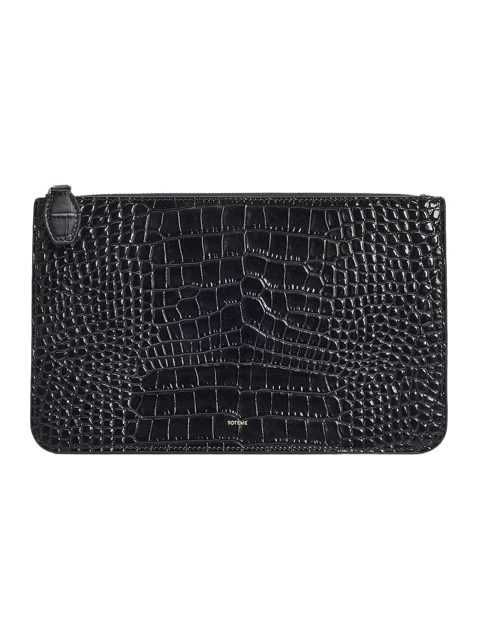 TOTEME Women's Threefold Croc-Embossed Leather Clutch