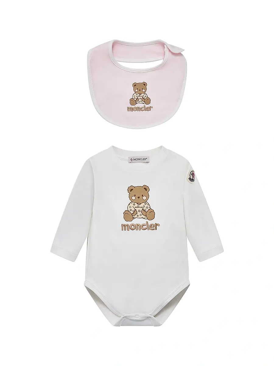 Moncler Baby's Set in Cotton - White Pink 9 Months | Image 1 Moncler Baby's Set in Cotton - White Pink 9 Months | Image 1