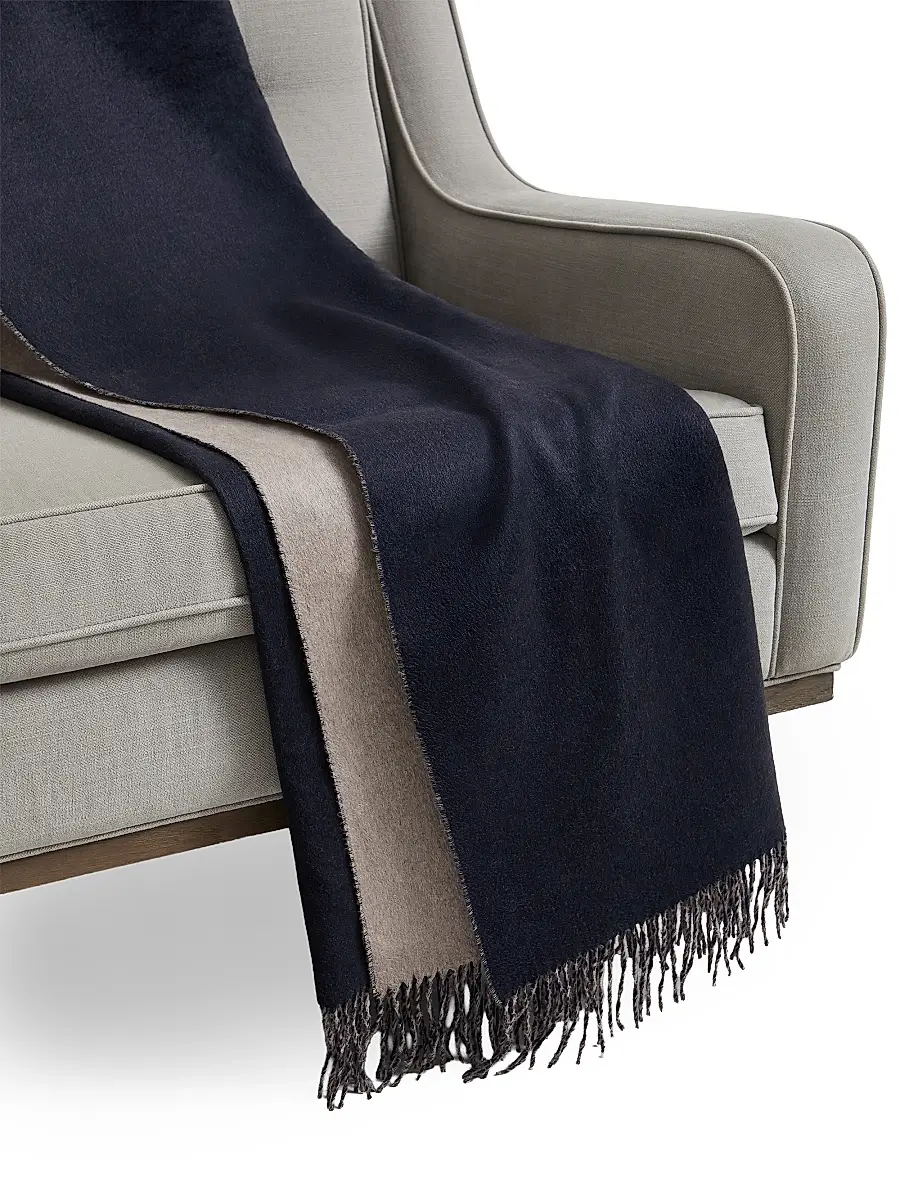 Brunello Cucinelli Silk Double Cloth Throw with Fringe | Thumbnail 2 Brunello Cucinelli Silk Double Cloth Throw with Fringe | Thumbnail 2