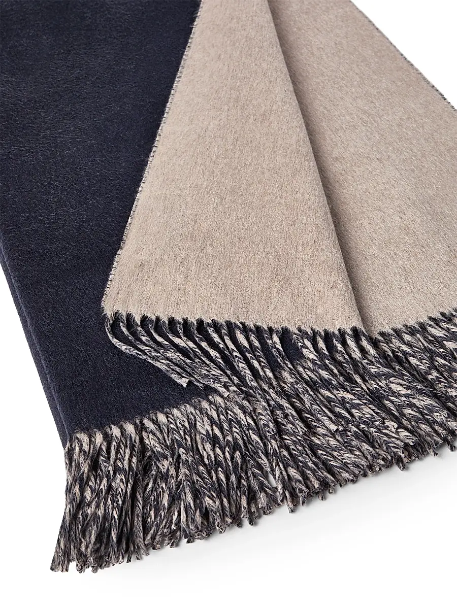 Brunello Cucinelli Silk Double Cloth Throw with Fringe | Thumbnail 3 Brunello Cucinelli Silk Double Cloth Throw with Fringe | Thumbnail 3