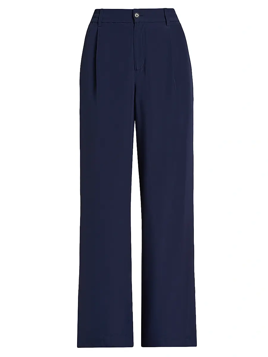 Simkhai Women's Sydnie Paperbag-Waist Wide-Leg Pants - Midnight | Image 1 Simkhai Women's Sydnie Paperbag-Waist Wide-Leg Pants - Midnight | Image 1