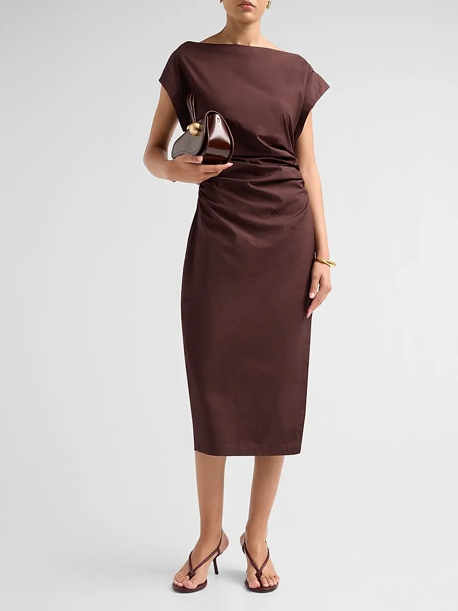 A.L.C. A. L.C. Women's Nara Gathered Short-Sleeve Midi-Dress | Thumbnail 2 A.L.C. A. L.C. Women's Nara Gathered Short-Sleeve Midi-Dress | Thumbnail 2