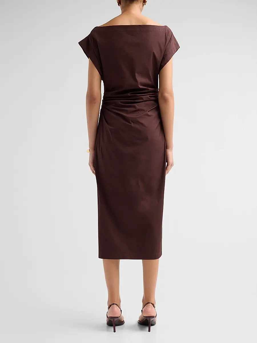 A.L.C. A. L.C. Women's Nara Gathered Short-Sleeve Midi-Dress | Thumbnail 3 A.L.C. A. L.C. Women's Nara Gathered Short-Sleeve Midi-Dress | Thumbnail 3