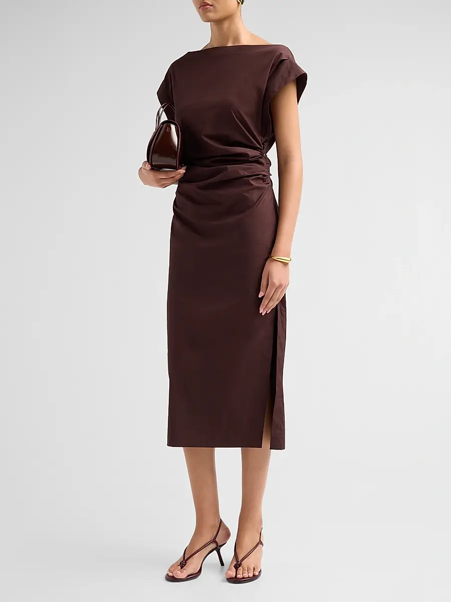 A.L.C. A. L.C. Women's Nara Gathered Short-Sleeve Midi-Dress | Thumbnail 4 A.L.C. A. L.C. Women's Nara Gathered Short-Sleeve Midi-Dress | Thumbnail 4