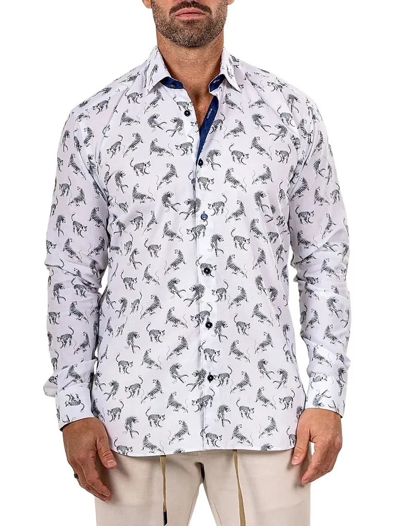 Maceoo Men's Fibonacci Marthyr Cheetah Shirt - White - Size XXXXL | Image 1 Maceoo Men's Fibonacci Marthyr Cheetah Shirt - White - Size XXXXL | Image 1