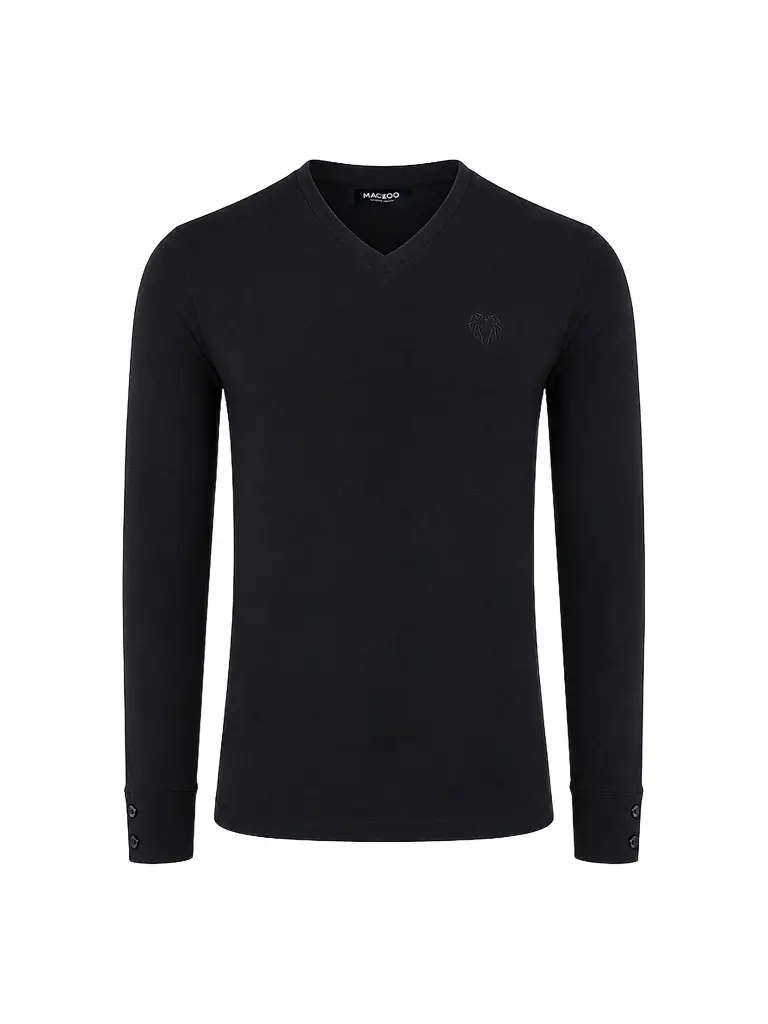 Maceoo Men's V-Neck SS Long Sleeve T-Shirt - Black - Size XXXL | Image 1 Maceoo Men's V-Neck SS Long Sleeve T-Shirt - Black - Size XXXL | Image 1
