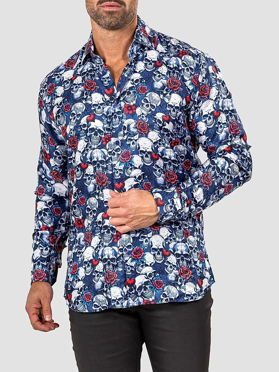 Maceoo Men's Fibonacci Marthyr Skull Rose Shirt | Thumbnail 3 Maceoo Men's Fibonacci Marthyr Skull Rose Shirt | Thumbnail 3