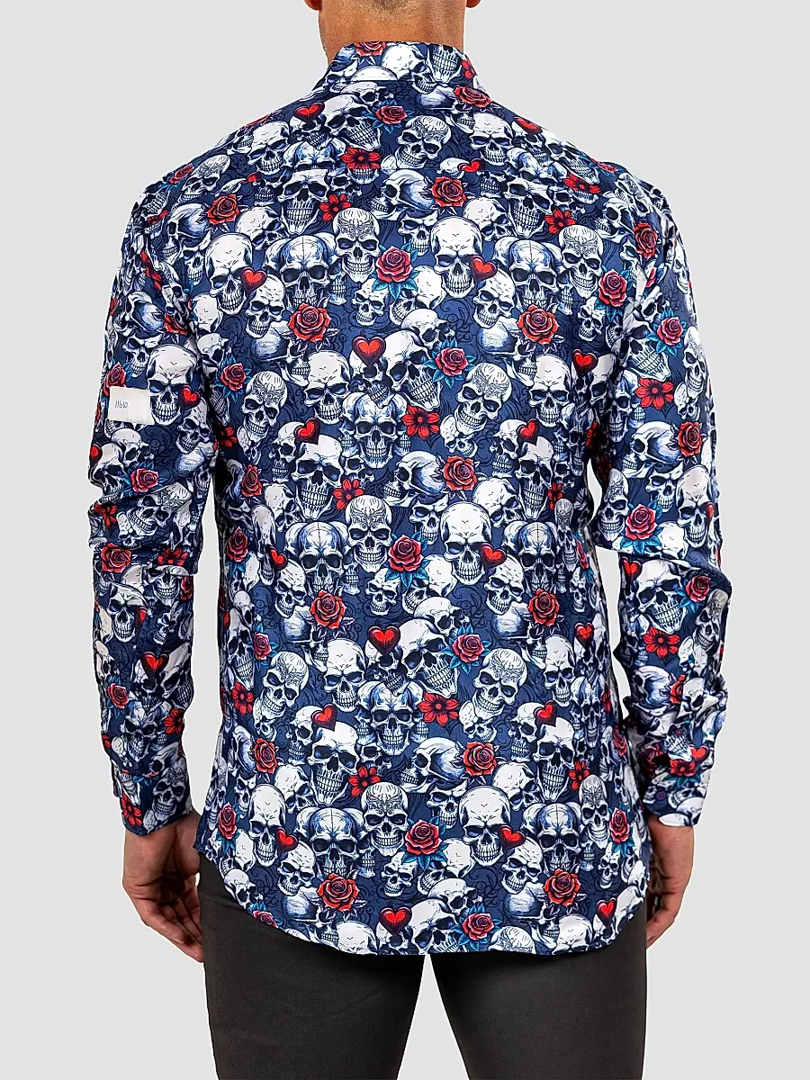 Maceoo Men's Fibonacci Marthyr Skull Rose Shirt | Thumbnail 4 Maceoo Men's Fibonacci Marthyr Skull Rose Shirt | Thumbnail 4