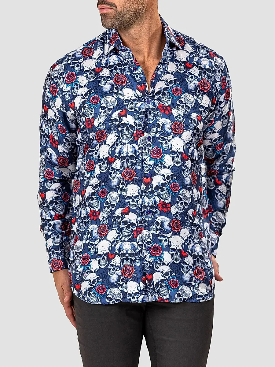 Maceoo Men's Fibonacci Marthyr Skull Rose Shirt | Thumbnail 6 Maceoo Men's Fibonacci Marthyr Skull Rose Shirt | Thumbnail 6