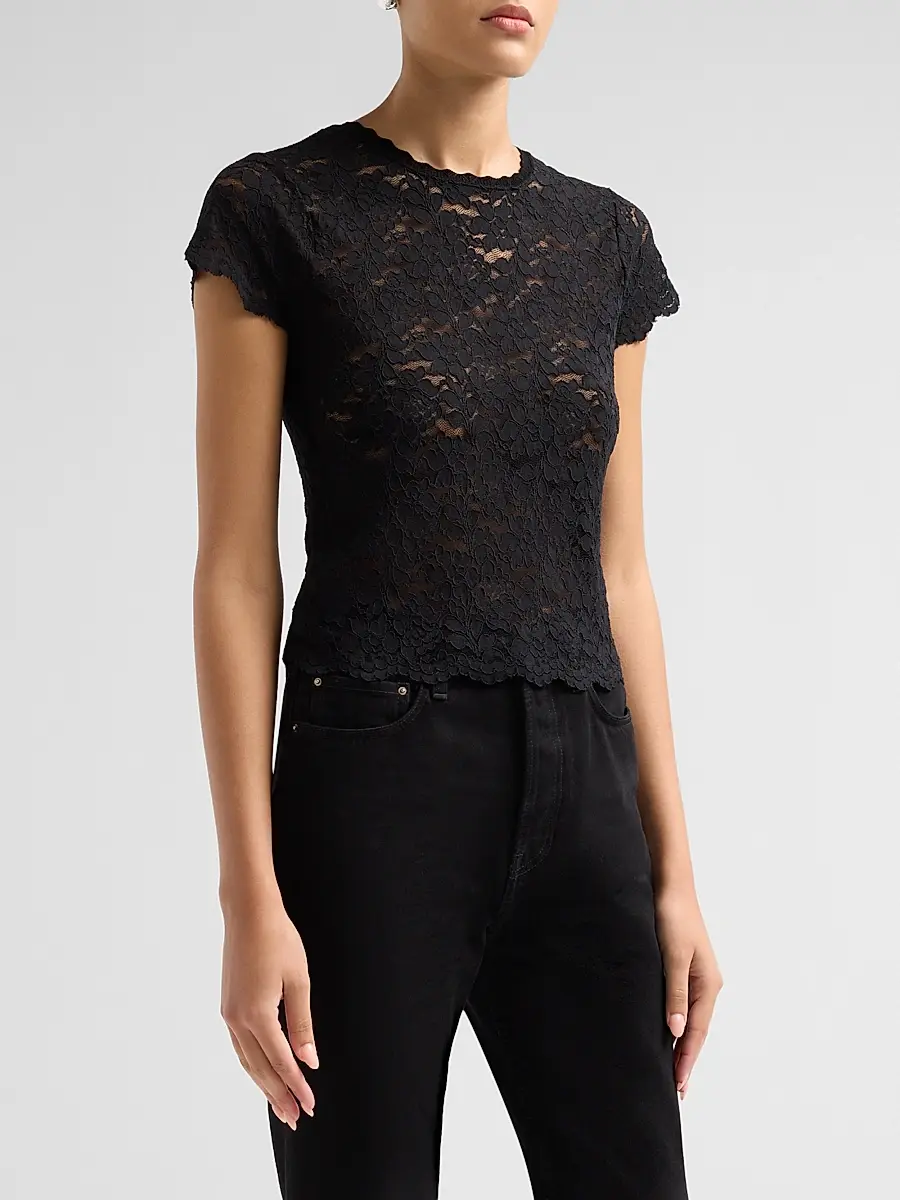 LoveShackFancy Women's Lucas Floral Lace T-Shirt | Thumbnail 4