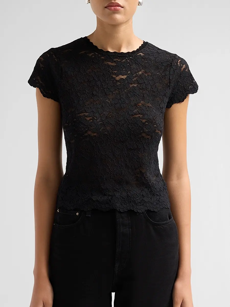 LoveShackFancy Women's Lucas Floral Lace T-Shirt | Thumbnail 5