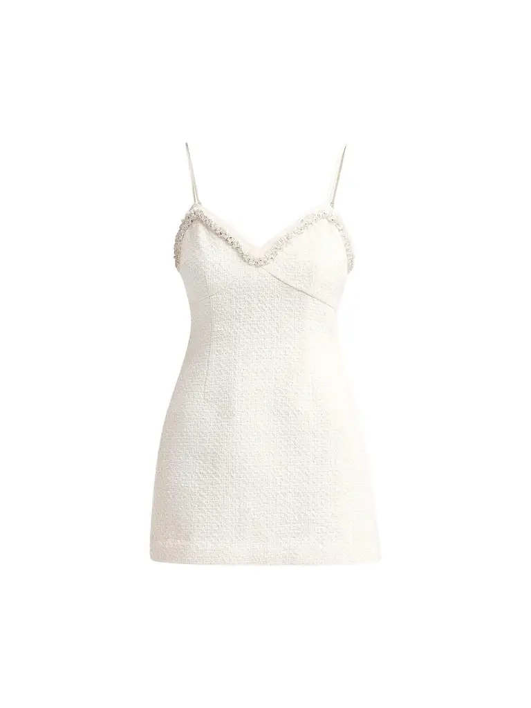 LoveShackFancy Women's Sue Embellished Wool-Blend Mini Dress | Image 1 LoveShackFancy Women's Sue Embellished Wool-Blend Mini Dress | Image 1