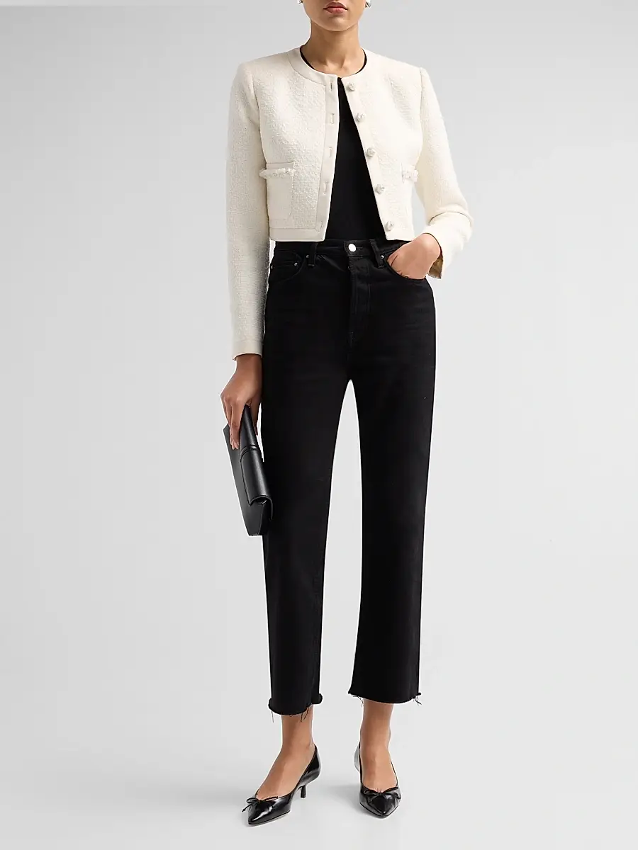 LoveShackFancy Women's Alphie Bouclé Tweed Jacket | Thumbnail 2