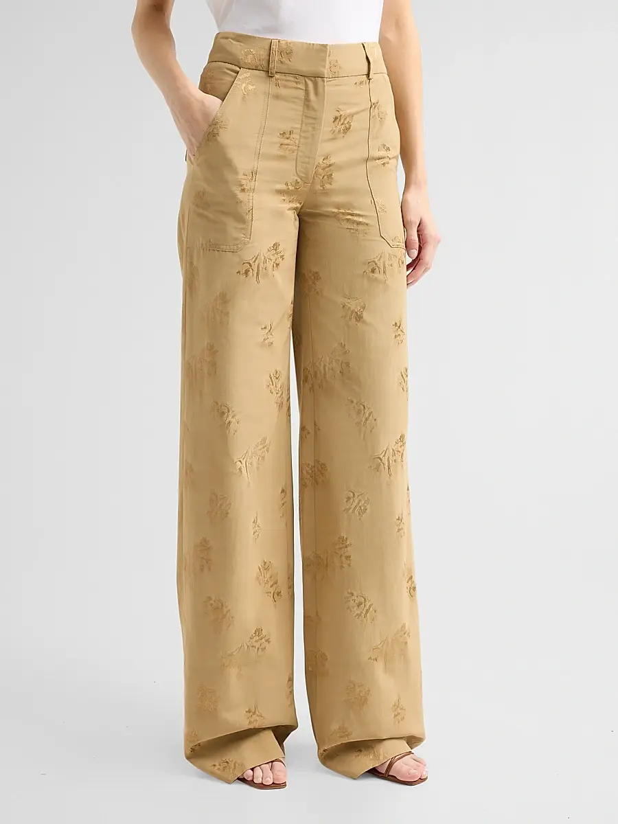 Veronica Beard Women's Cole Printed Cotton-Blend Pants | Thumbnail 4 Veronica Beard Women's Cole Printed Cotton-Blend Pants | Thumbnail 4