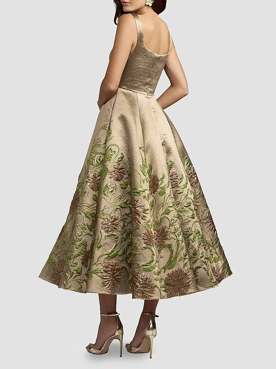 Mac Duggal Women's Floral Brocade Midi Dress | Thumbnail 2 Mac Duggal Women's Floral Brocade Midi Dress | Thumbnail 2