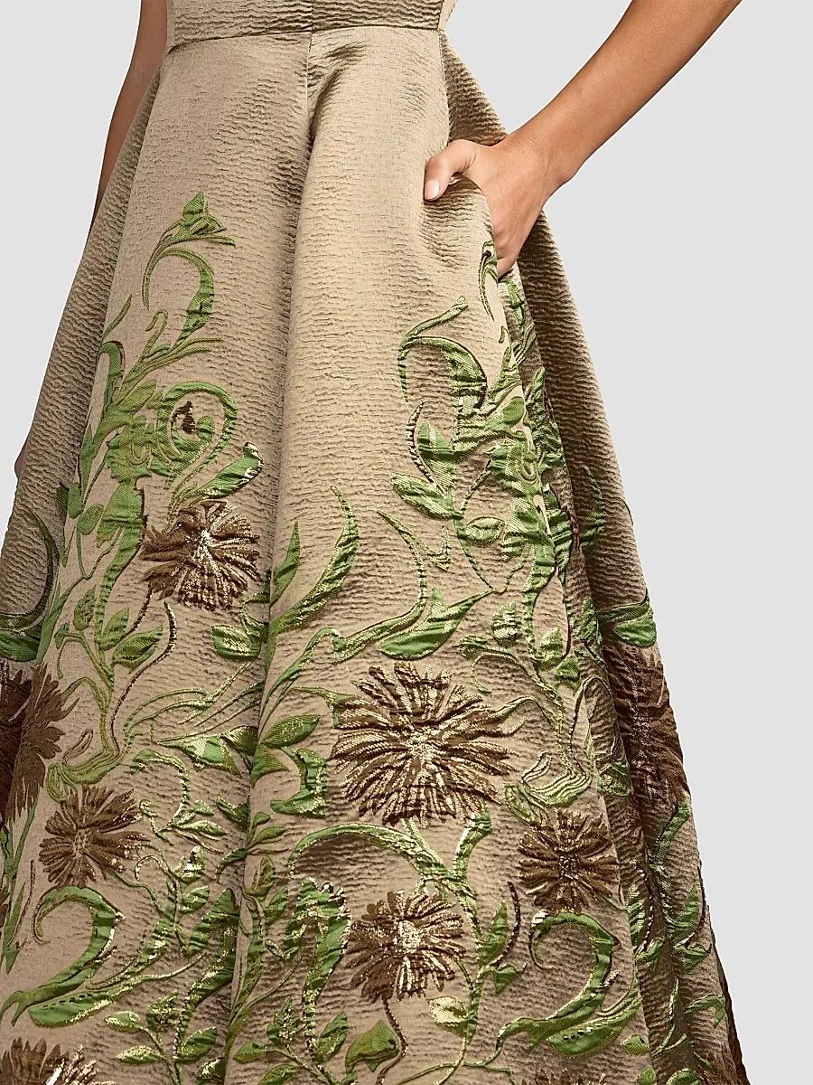 Mac Duggal Women's Floral Brocade Midi Dress | Thumbnail 4 Mac Duggal Women's Floral Brocade Midi Dress | Thumbnail 4