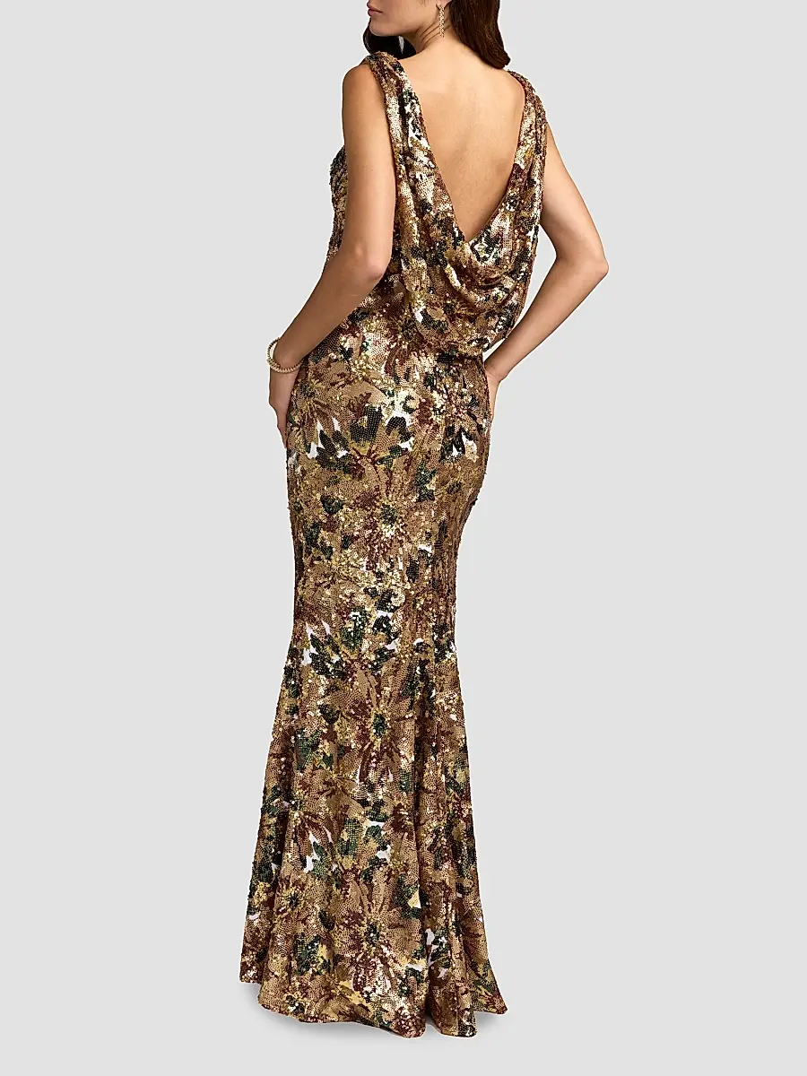Mac Duggal Women's Sequin Cowl Back Gown | Thumbnail 2 Mac Duggal Women's Sequin Cowl Back Gown | Thumbnail 2