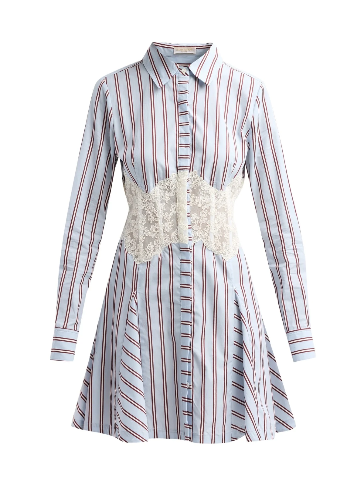 Ramy Brook Women's Wren Lace-Detail Striped Poplin Mini Dress