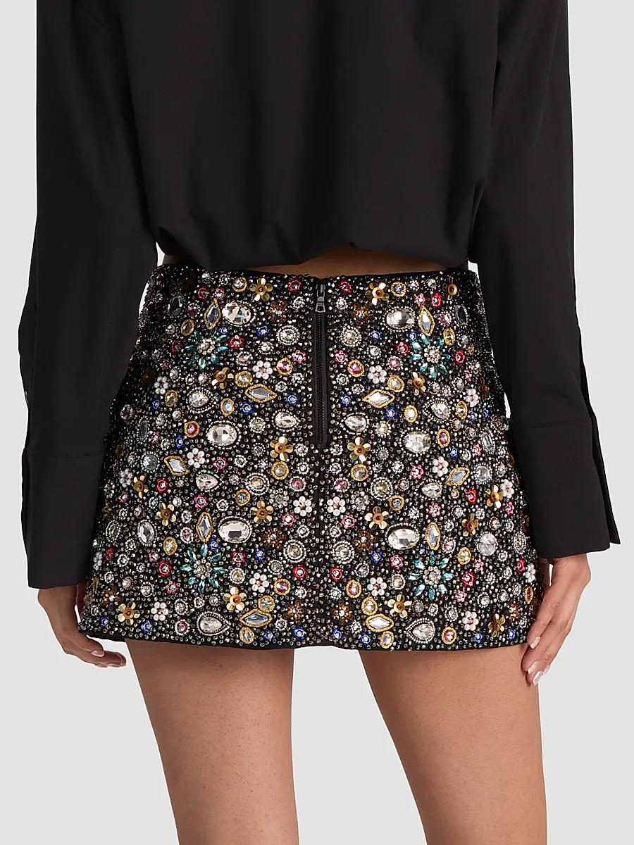 Alice + Olivia Women's Rubi Embellished Micro Mini Skirt | Thumbnail 3
