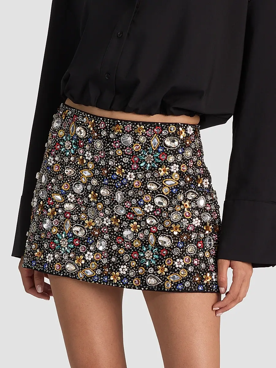 Alice + Olivia Women's Rubi Embellished Micro Mini Skirt | Thumbnail 6