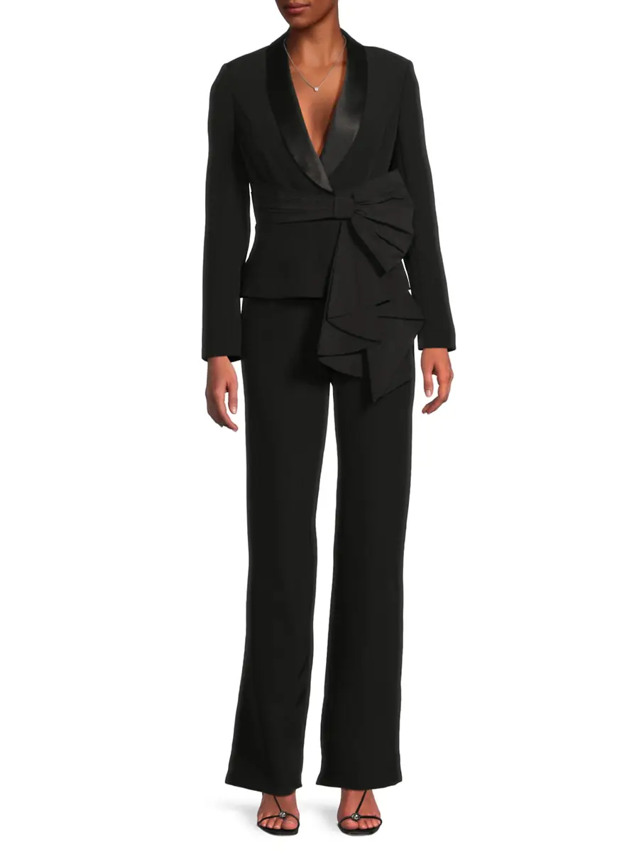 Aidan Mattox Women's Draped Stretch-Crepe Tuxedo-Style Jumpsuit | Thumbnail 2 Aidan Mattox Women's Draped Stretch-Crepe Tuxedo-Style Jumpsuit | Thumbnail 2