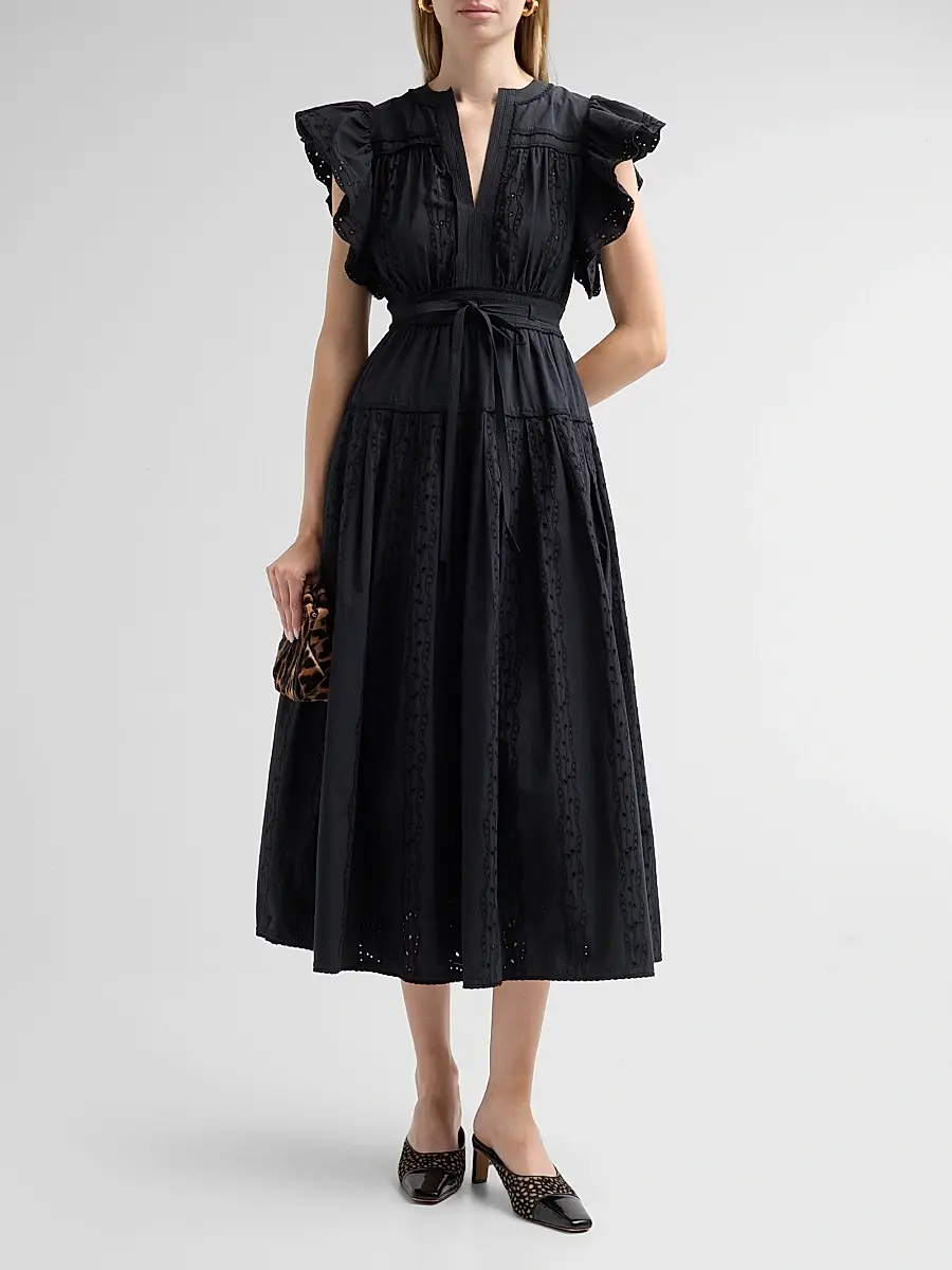 Ulla Johnson Women's Dani Eyelet Cotton Midi Dress | Thumbnail 2 Ulla Johnson Women's Dani Eyelet Cotton Midi Dress | Thumbnail 2