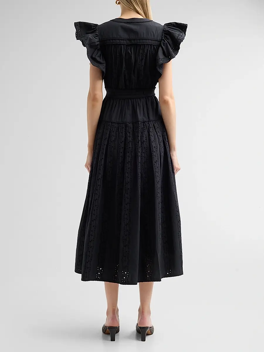 Ulla Johnson Women's Dani Eyelet Cotton Midi Dress | Thumbnail 3 Ulla Johnson Women's Dani Eyelet Cotton Midi Dress | Thumbnail 3