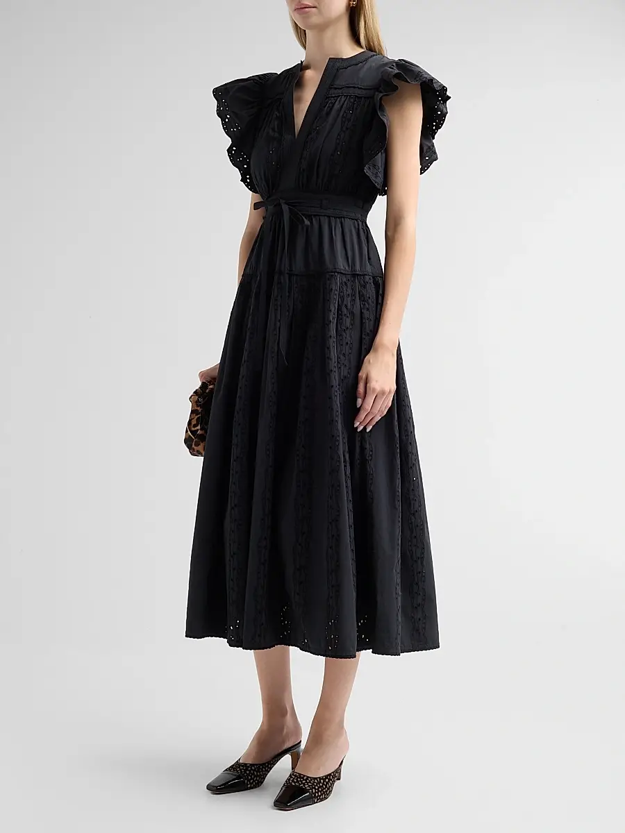 Ulla Johnson Women's Dani Eyelet Cotton Midi Dress | Thumbnail 4 Ulla Johnson Women's Dani Eyelet Cotton Midi Dress | Thumbnail 4