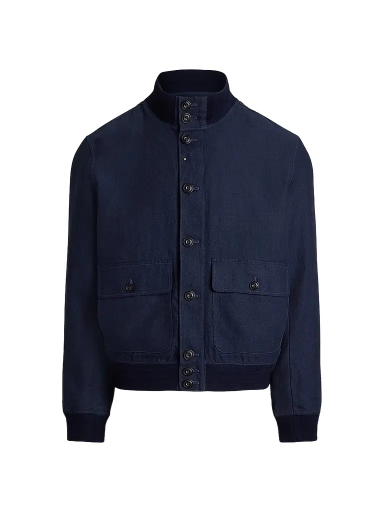 Polo Ralph Lauren Men's Herringbone Linen Jacket - Refined Navy | Image 1 Polo Ralph Lauren Men's Herringbone Linen Jacket - Refined Navy | Image 1