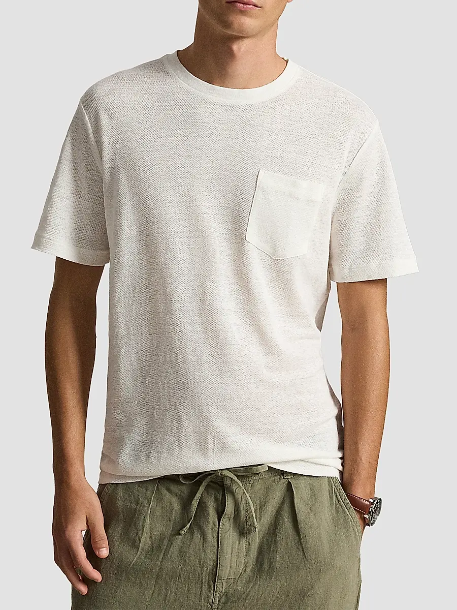 Polo Ralph Lauren Men's Standard-Fit Linen Mesh T-Shirt | Thumbnail 4 Polo Ralph Lauren Men's Standard-Fit Linen Mesh T-Shirt | Thumbnail 4