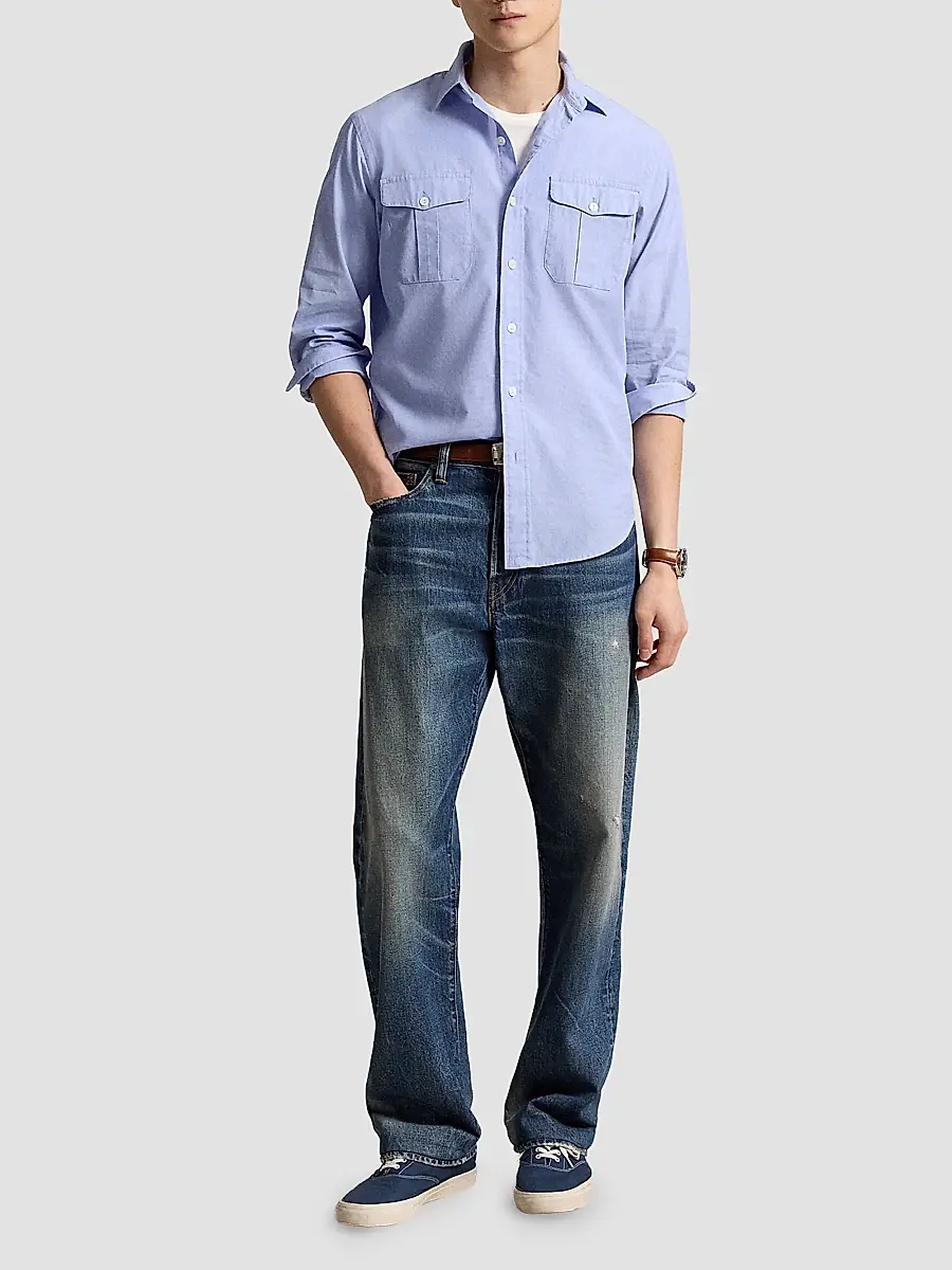 Polo Ralph Lauren Men's Classic-Fit End-on-End Workshirt | Thumbnail 2 Polo Ralph Lauren Men's Classic-Fit End-on-End Workshirt | Thumbnail 2