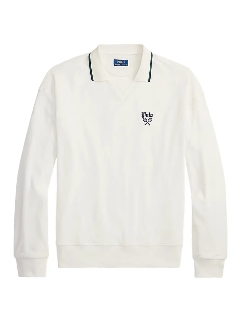 Polo Ralph Lauren Men's Terry Polo-Collar Sweatshirt - Cream Combo - Size XXL | Image 1 Polo Ralph Lauren Men's Terry Polo-Collar Sweatshirt - Cream Combo - Size XXL | Image 1