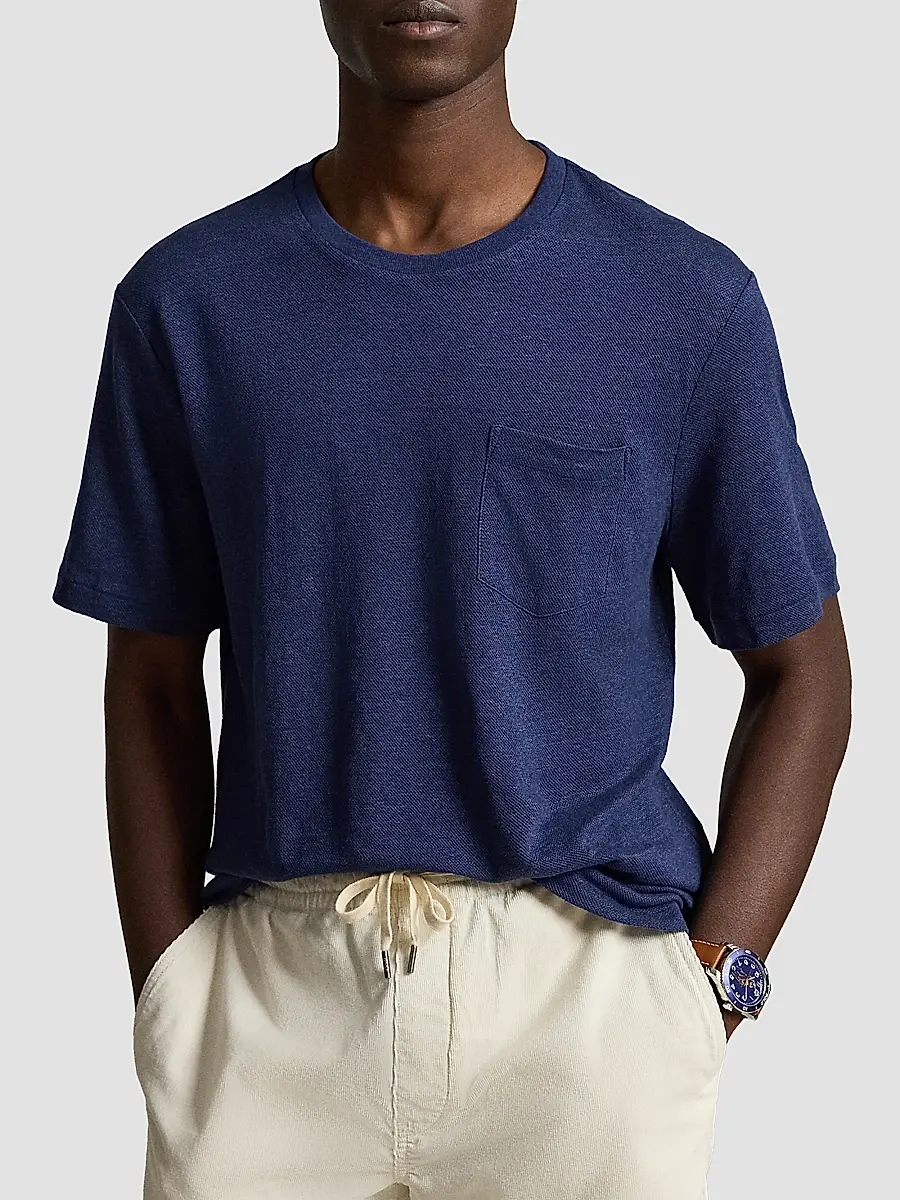Polo Ralph Lauren Men's Standard-Fit Linen Mesh T-Shirt | Thumbnail 4 Polo Ralph Lauren Men's Standard-Fit Linen Mesh T-Shirt | Thumbnail 4