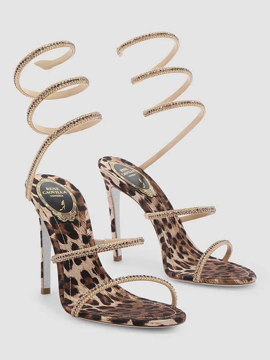 René Caovilla Women's Cleo Animalier 105MM Satin Sandals | Thumbnail 3 René Caovilla Women's Cleo Animalier 105MM Satin Sandals | Thumbnail 3