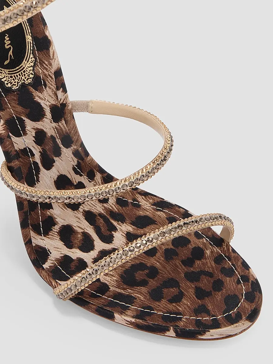 René Caovilla Women's Cleo Animalier 105MM Satin Sandals | Thumbnail 5 René Caovilla Women's Cleo Animalier 105MM Satin Sandals | Thumbnail 5