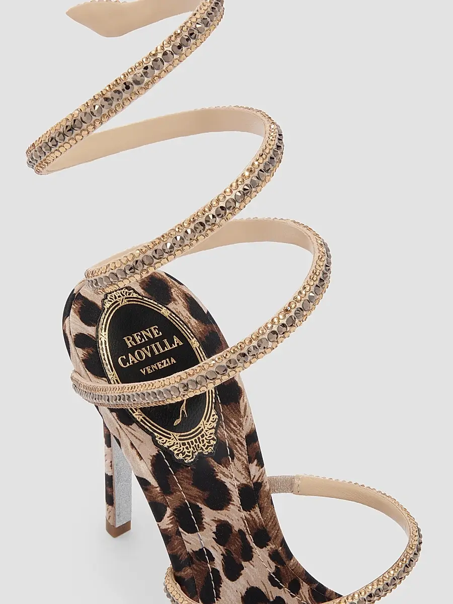 René Caovilla Women's Cleo Animalier 105MM Satin Sandals | Thumbnail 6 René Caovilla Women's Cleo Animalier 105MM Satin Sandals | Thumbnail 6