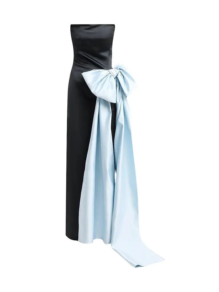 Atelier Prabal Gurung Women's Strapless Satin Bow Gown - Black Light Blue - Size 8 | Image 1 Atelier Prabal Gurung Women's Strapless Satin Bow Gown - Black Light Blue - Size 8 | Image 1