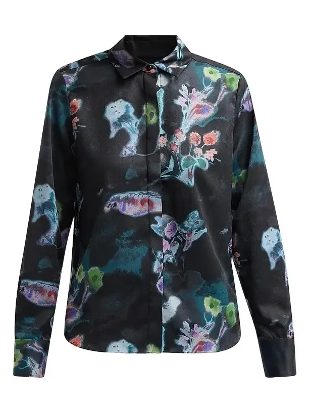 Women's Floral Slim-Fit Button-Front Shirt