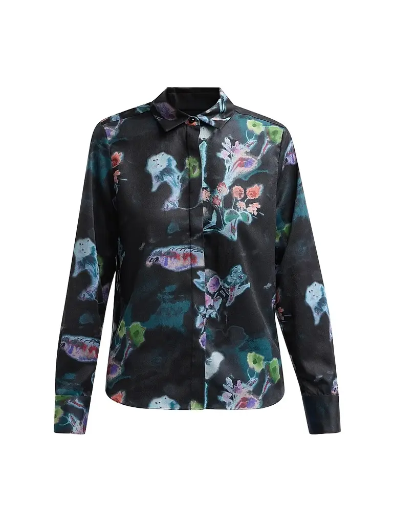 PRABAL GURUNG Women's Floral Slim-Fit Button-Front Shirt | Image 1 PRABAL GURUNG Women's Floral Slim-Fit Button-Front Shirt | Image 1