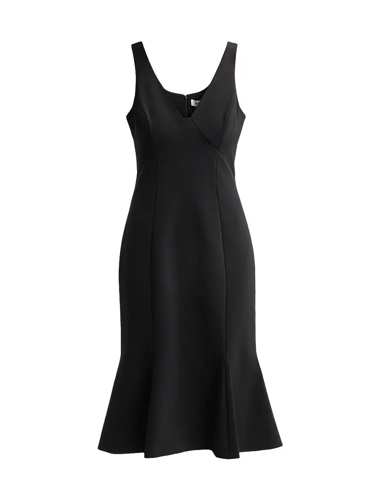 PRABAL GURUNG Women's V-Neck Sleeveless Flounce Midi Dress - Black - Size 12 | Image 1 PRABAL GURUNG Women's V-Neck Sleeveless Flounce Midi Dress - Black - Size 12 | Image 1