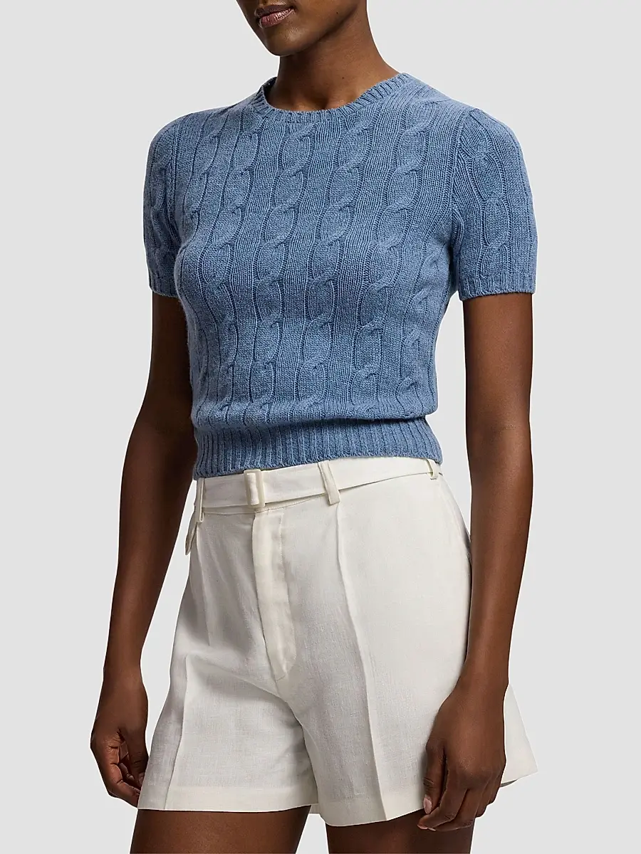 Ralph Lauren Collection Women's Cable-Knit Cashmere Cropped Sweater | Thumbnail 4 Ralph Lauren Collection Women's Cable-Knit Cashmere Cropped Sweater | Thumbnail 4