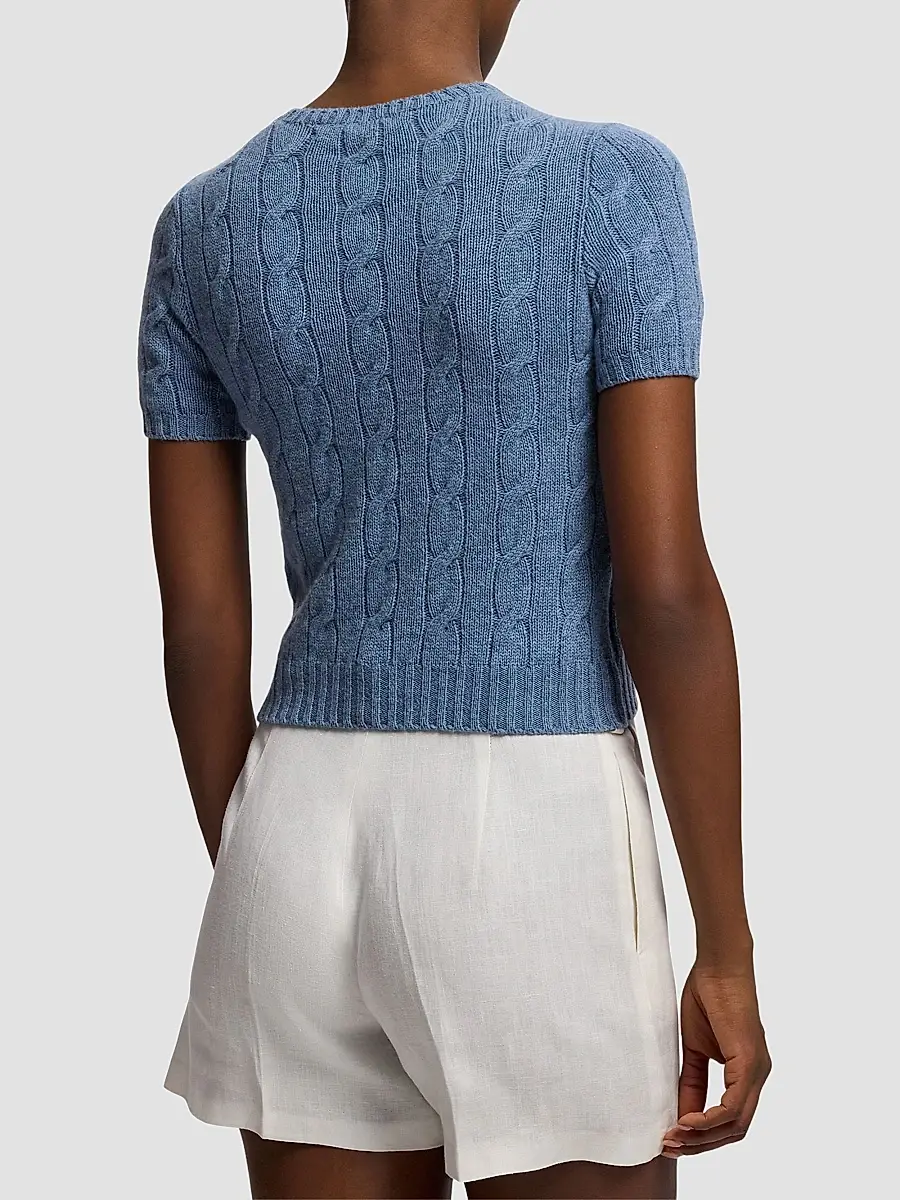 Ralph Lauren Collection Women's Cable-Knit Cashmere Cropped Sweater | Thumbnail 5 Ralph Lauren Collection Women's Cable-Knit Cashmere Cropped Sweater | Thumbnail 5