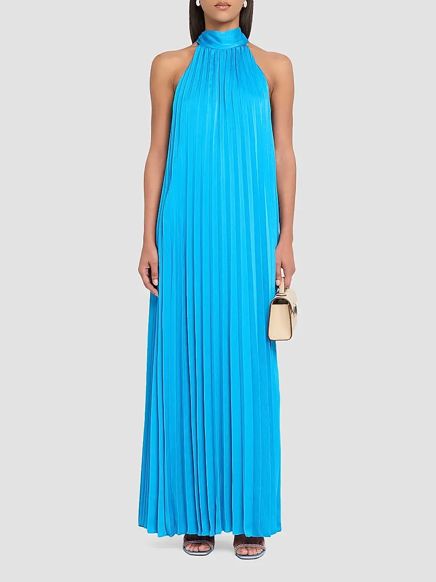 Ungaro Women's Beverly Pleated Halter Maxi Dress | Thumbnail 2