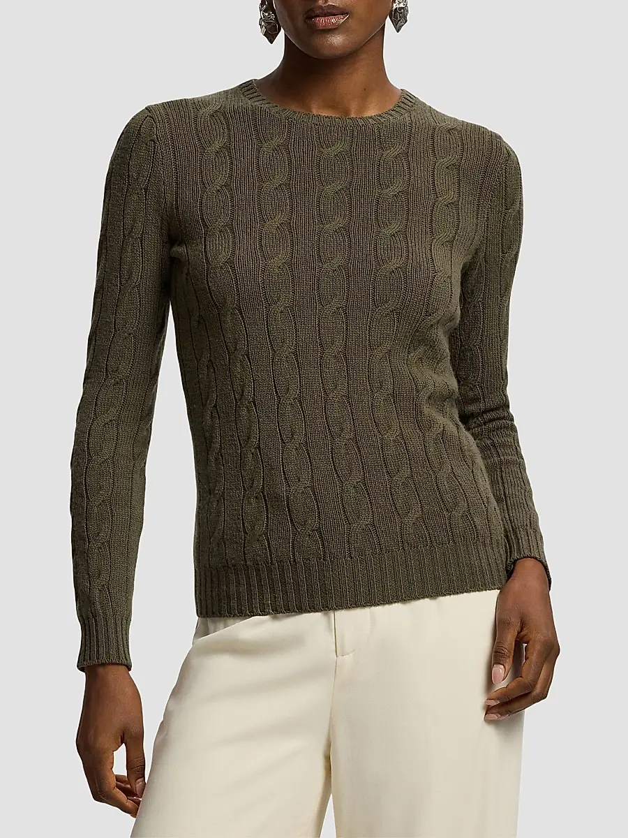 Ralph Lauren Collection Women's Cable-Knit Cashmere Crewneck Sweater | Thumbnail 2