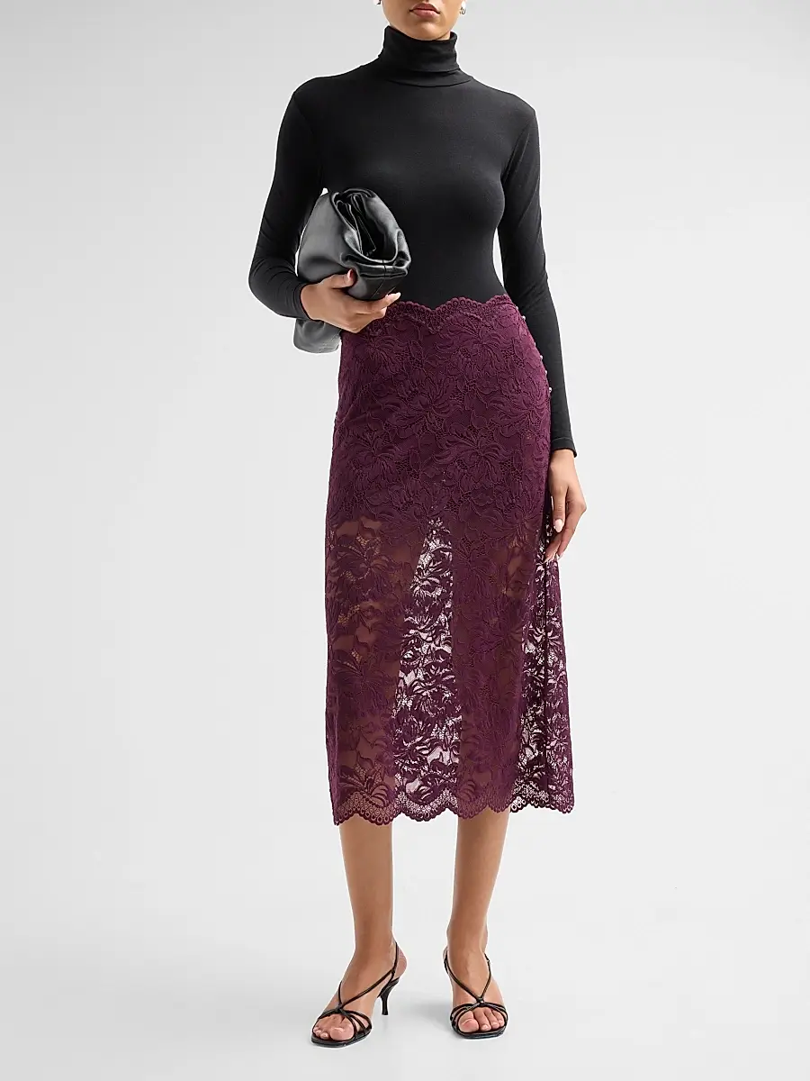 Rabanne Women's Scalloped Lace Midi Skirt | Thumbnail 2 Rabanne Women's Scalloped Lace Midi Skirt | Thumbnail 2