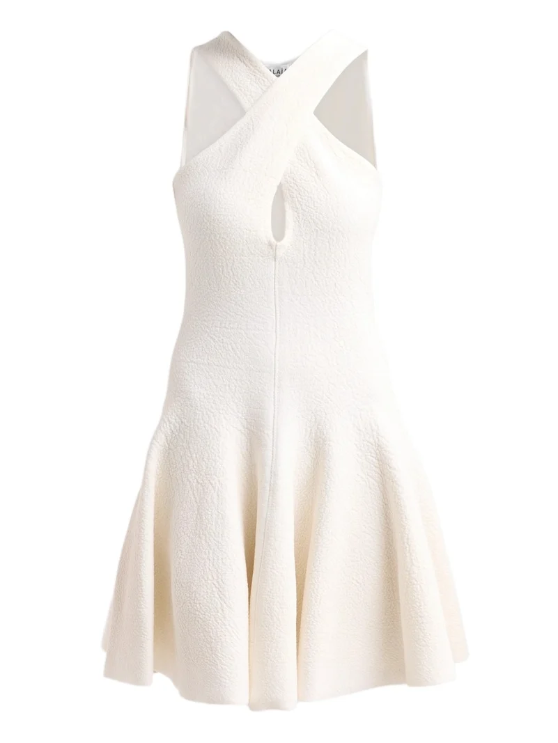ALAÏA Women's Crossed Compact Knit Mini Dress