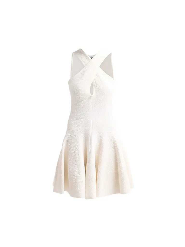ALAIA Women's Crossed Compact Knit Mini Dress - Blanc Naturel | Image 1 ALAIA Women's Crossed Compact Knit Mini Dress - Blanc Naturel | Image 1